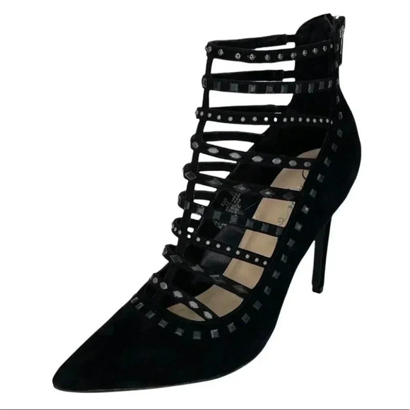 NWOB Fergie Aubree Black Suede Leather Womens Heels Size 10M - Picture 1 of 13